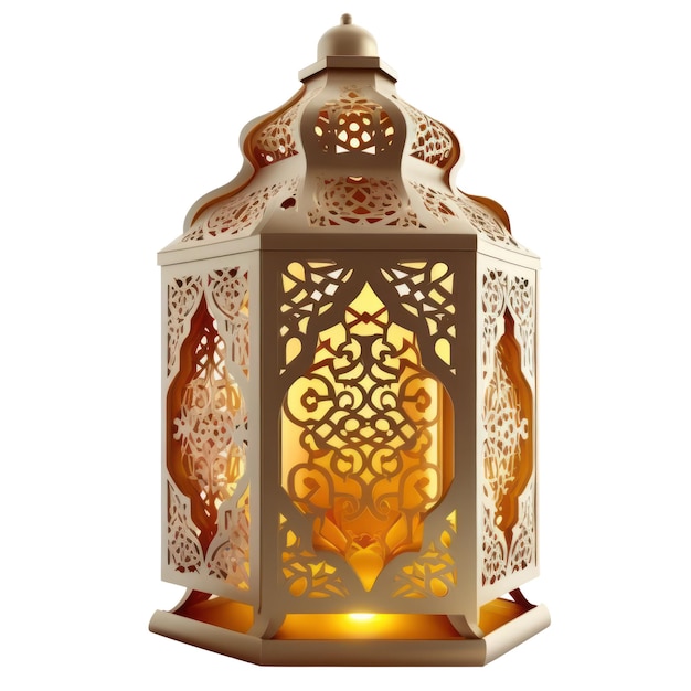 Una lampada con una luce all'interno che dice Ramadan.