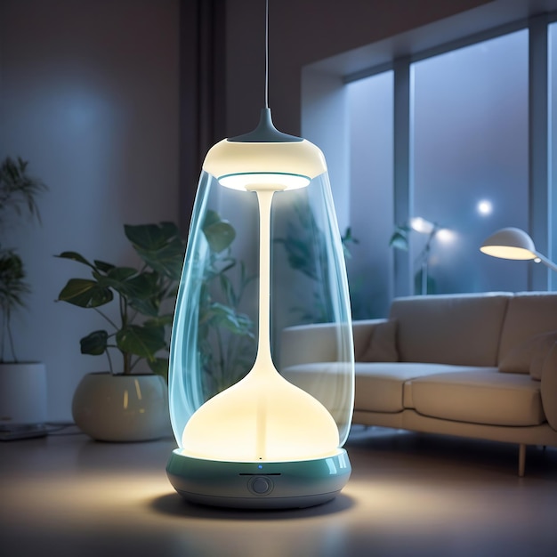 Una lampada futuristica incandescente alimentata da energia rinnovabile Ai Generated
