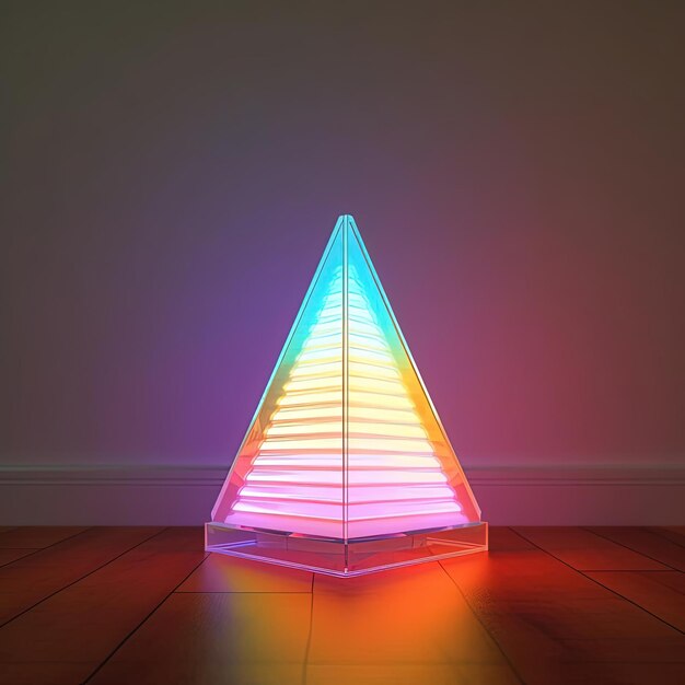 una lampada geometrica dai colori vivaci realizzata in plexiglass