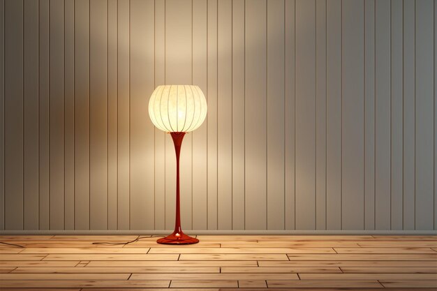 Una lampada solitaria renderizzata in 3D riempie di calore una stanza vuota