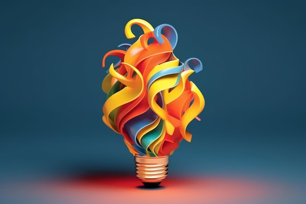 una lampadina colorata nello stile dell'arancione chiaro e della marina leggera gifs animate sculture di carta