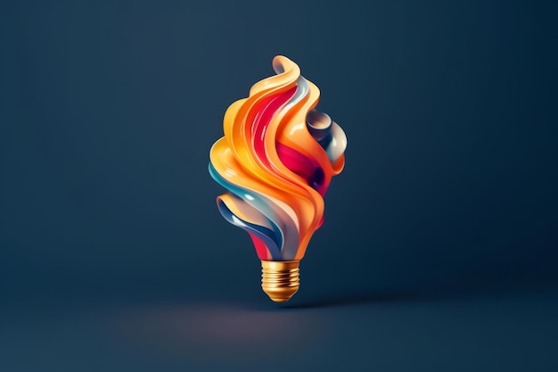 una lampadina colorata nello stile dell'arancione chiaro e della marina leggera gifs animate sculture di carta