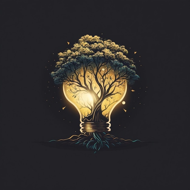 Una lampadina con dentro un albero