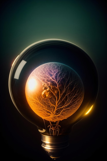 Una lampadina con dentro un albero