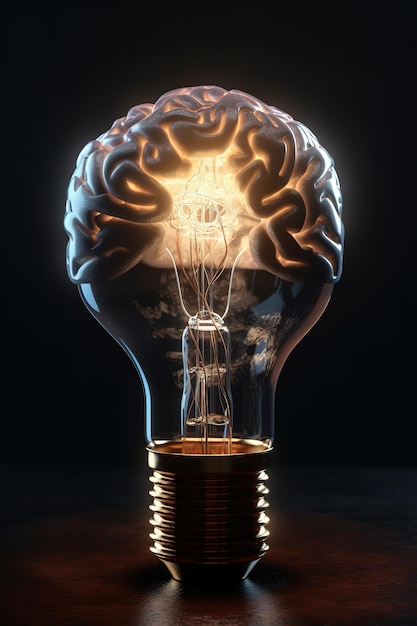 Una lampadina con dentro un cervello