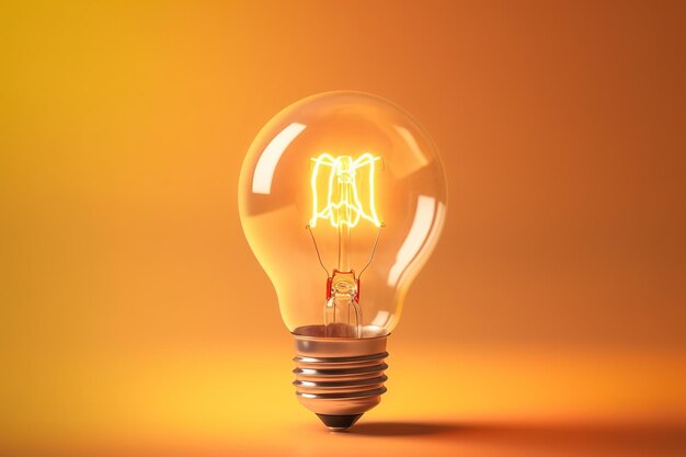 Una lampadina con uno sfondo giallo