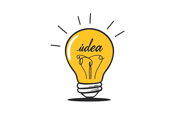 una lampadina gialla con la parola idea su di essa
