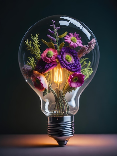 Una lampadina piena di fiori