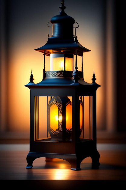 Una lanterna con la luce accesa