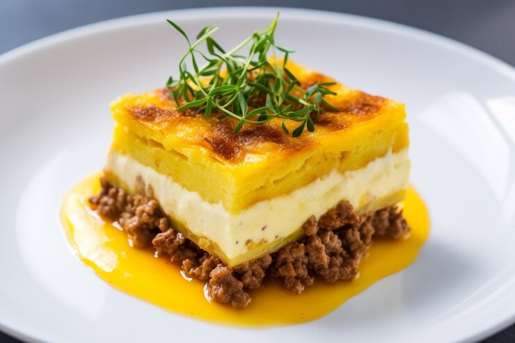 Foto una lasagna unica con la polenta come strato di base