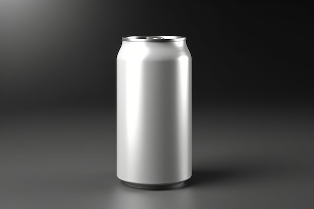 Una lattina di soda che è d'argento e ha un coperchio d'argento