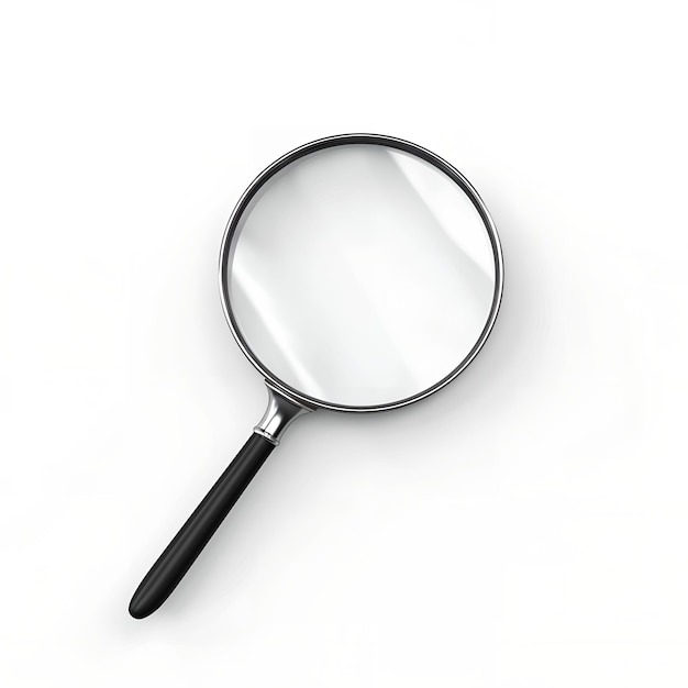 Una lente d'ingrandimento che si trova su uno sfondo bianco