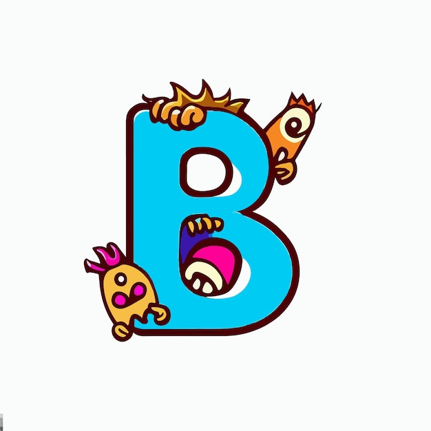 una lettera "b" dipinta in blu e con un personaggio dei cartoni animati.