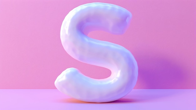 una lettera di plastica s che è su uno sfondo rosa 3D rendering lettera S stile 3D decorato maiuscolo let