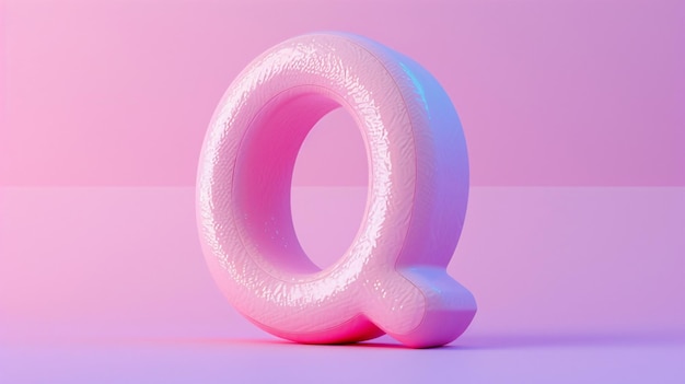 una lettera rosa e bianca o è posta su uno sfondo rosa 3D rendering lettera Q stile 3D decorato c