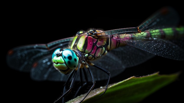 Una libellula su una foglia con sopra la parola libellula