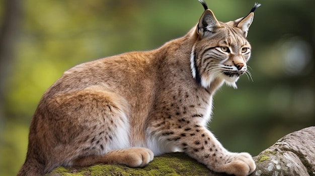 Una lince si siede su un ramo di un albero