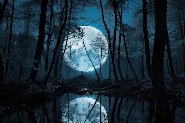 una luna sopra una foresta