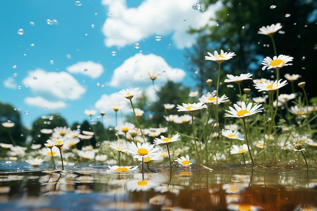 una macchia di fiori di campo vista dall'Ai generato da una farfalla