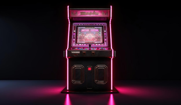 una macchina arcade con luci al neon