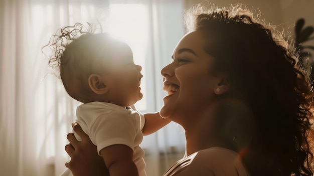 una madre e un bambino sorridono insieme in una foto per persona