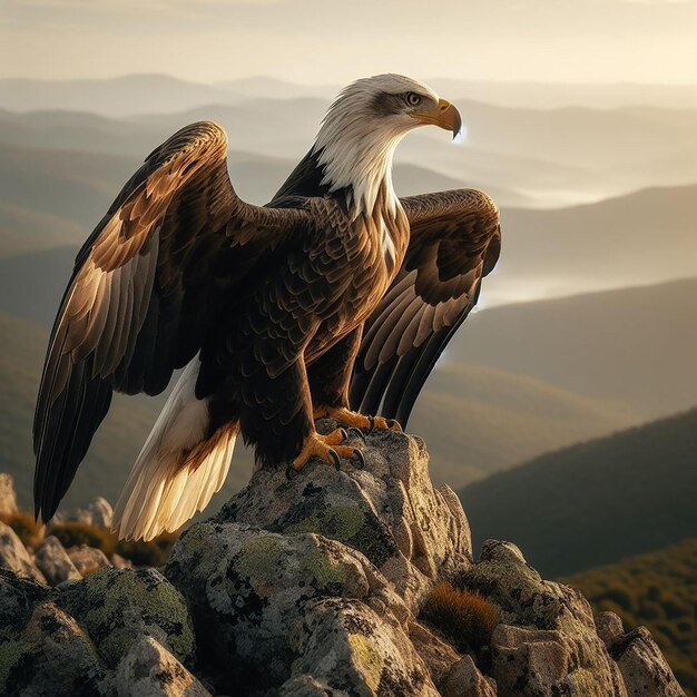 Una maestosa aquila in natura sullo sfondo ai generato