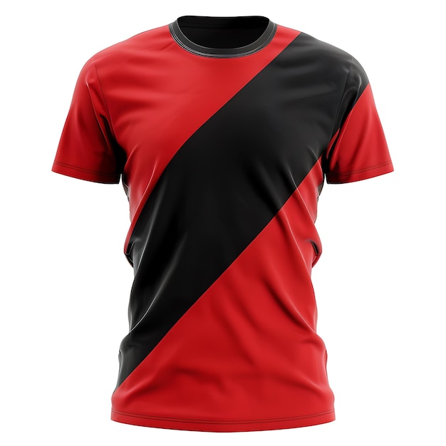 Una maglia rossa e nera che dice: