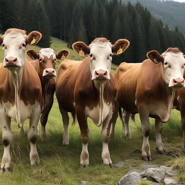 Una mandria di mucche si trova in un campo, uno dei quali ha il numero 5 sopra.