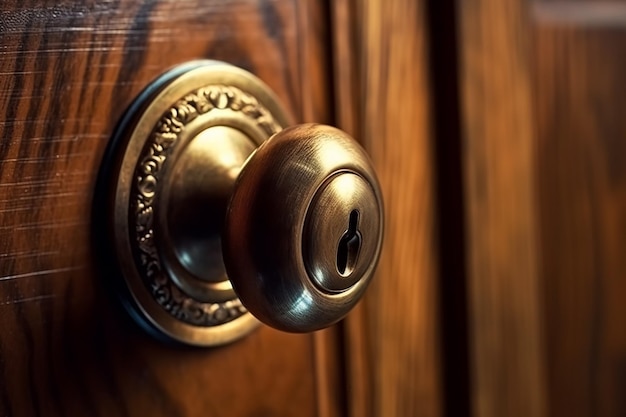 Una maniglia della porta con una chiave sopra