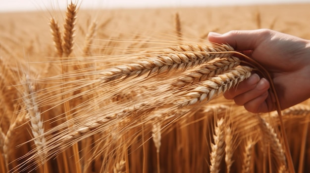 Una mano che tiene un raccolto di grano