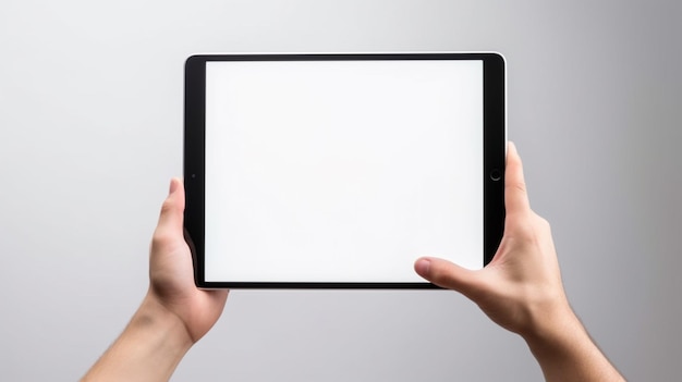 Una mano che tiene un tablet con uno schermo vuoto