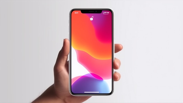 Una mano che tiene un telefono con un display a colori sullo schermo