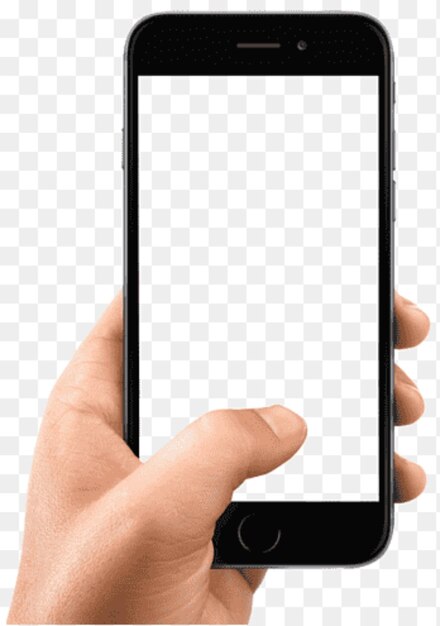 una mano che tiene un telefono con uno schermo che dice telefono cellulare su di esso