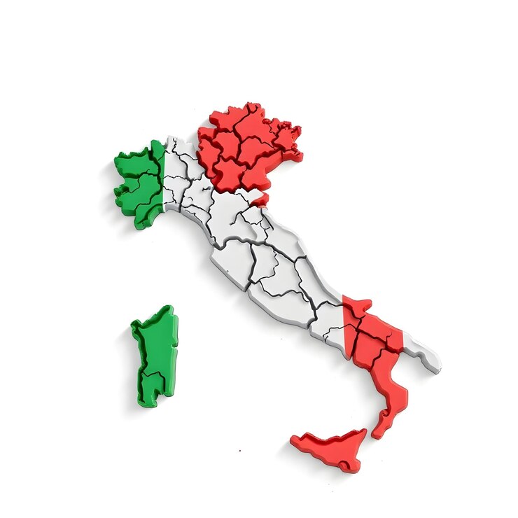 una mappa bianca e rossa con la parola i sopra