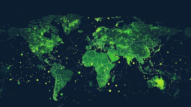 Una mappa che mostra il numero crescente di paesi che si impegnano a raggiungere obiettivi di energia rinnovabile con brillanti