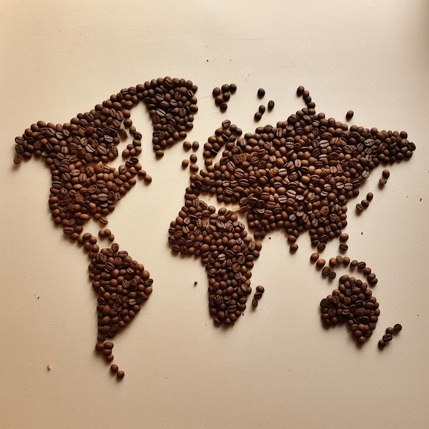 una mappa dei chicchi di caffè e una mappa delle chicci di caffè.