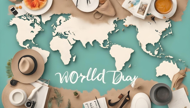 una mappa del mondo con le parole "giorno del mondo"