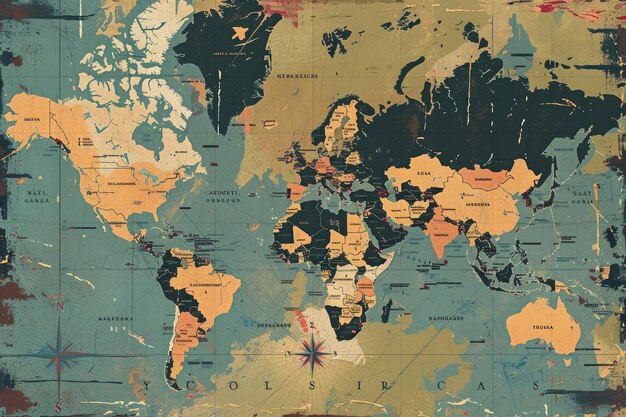 una mappa del mondo con le parole " il mondo " su di essa