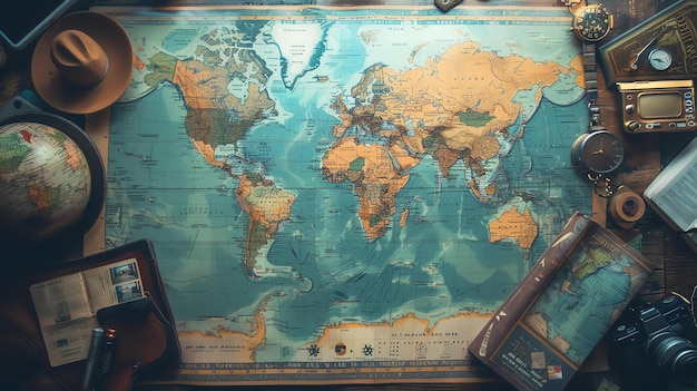Una mappa del mondo è una rappresentazione piatta bidimensionale della superficie terrestre che mostra i continenti, gli oceani e altre caratteristiche della Terra.