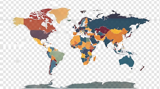 Una mappa del mondo in una proiezione di Mercator La mappa è divisa in diversi colori con ogni colore che rappresenta un paese diverso