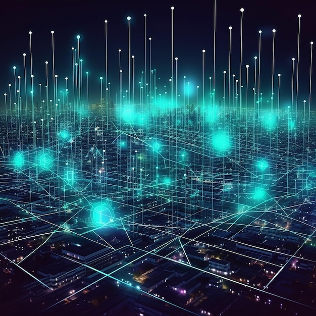 Una mappa digitale della città di Londra con uno sfondo blu.