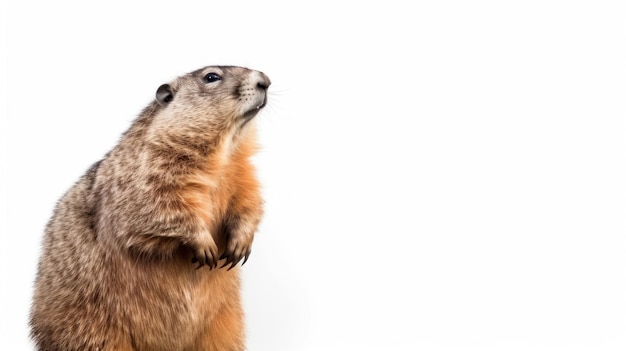 Una marmotta alza gli occhi al cielo.