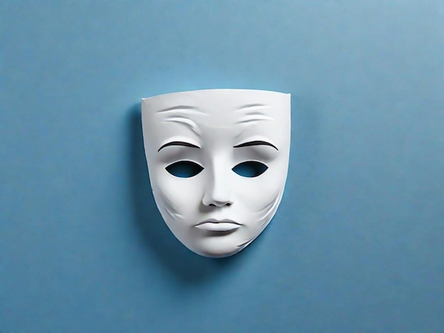 una maschera bianca triste concetto di lunedì blu