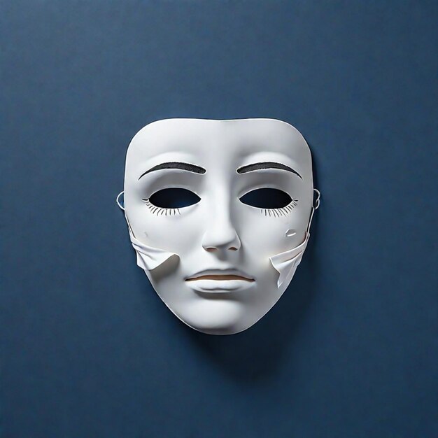 una maschera bianca triste concetto di lunedì blu