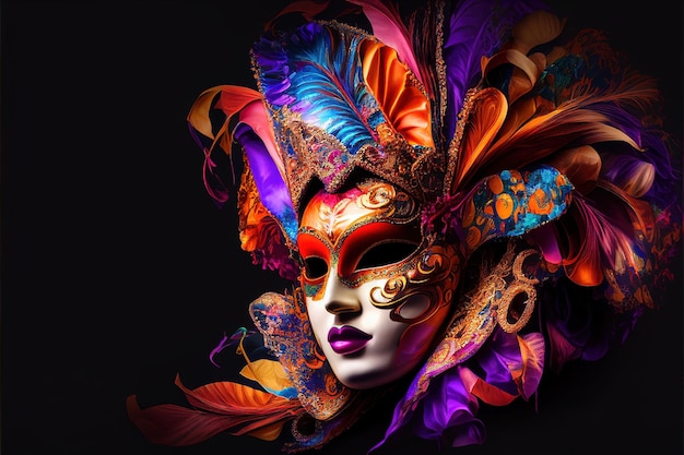 Una maschera colorata con sopra la scritta masquerade