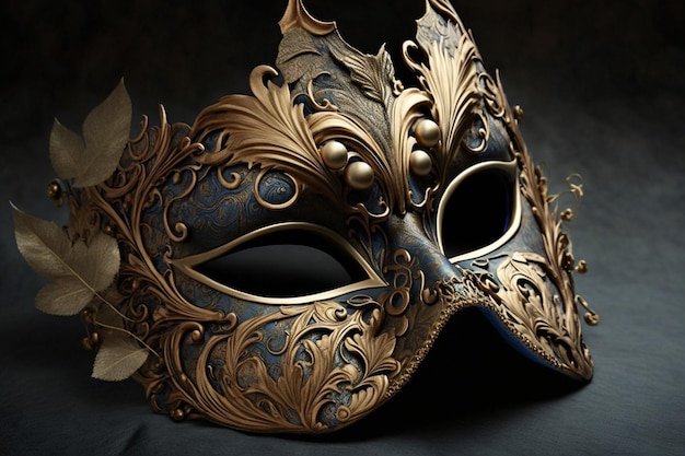 Una maschera da ballo con disegni decorati su di essa