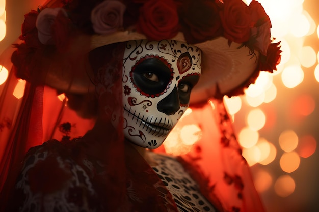 Una maschera facciale Calavera Catrina