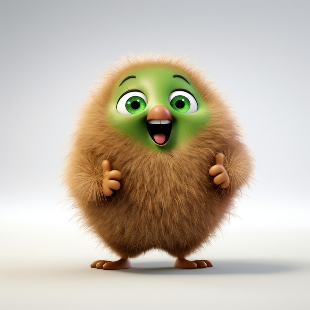 Una mascotte animata del kiwi felice