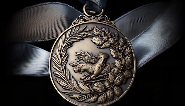 Una medaglia d'oro con sopra un uccello