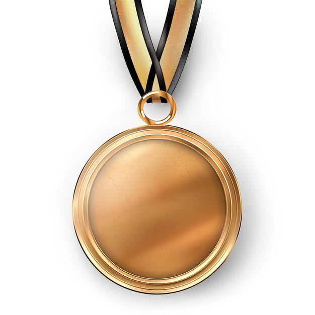 una medaglia d'oro con una fascia d'oro e una medaglio d'oro Con una fascia di argento